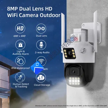 Приложение iCSee с 4-мегапиксельным разрешением UHD, двухобъективная IP-купольная камера, обнаружение гуманоидов с искусственным интеллектом, полноцветное видеонаблюдение, домофон, Радионяня