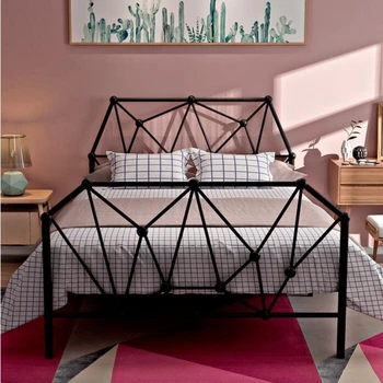 Простая железная художественная кровать гражданского хозяина в скандинавском стиле 1,2 м 1,5 м односпальная двуспальная кровать для взрослых и детей
