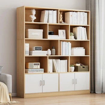 Простые деревянные книжные шкафы для дома с выдвижным ящиком, Книжная полка, современная мебель для гостиной, письменный стол, органайзер, шкаф для хранения, Многослойная полка