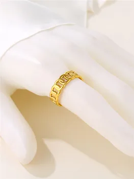 Регулируемого размера Простое Кубинское кольцо-цепочка для женщин, кольца из нержавеющей стали, мужские модные ювелирные аксессуары