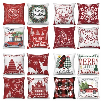 Рождественские наволочки 45x45 см, наволочка для подушки 2023, Рождественский Красный подарок, с Новым годом, Домашний декор, наволочка для дивана, принадлежности