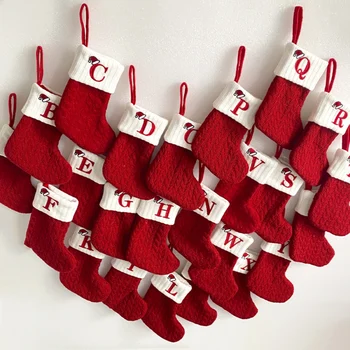 Рождественские носки Буквы алфавита в виде снежинок Рождественский вязаный Чулок Подвеска в виде Рождественской елки Украшение для дома Рождественский подарок 2023