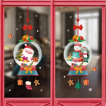 Рождественские украшения, наклейки на стену Санта-Клауса, плакаты на окна, двери, наклейки на стены, самоклеящиеся обои из ПВХ