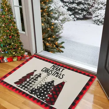 Рождественский приветственный знак, ковер, коврик для крыльца, декор Санта-Клауса, Приветствующий вход в дом, коврик для входной двери, Рождественский гном, карлик