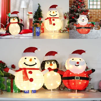Рождественский фонарь в виде снеговика с 40LED подсветкой, складные огни Санта-Клауса, лампа для сада и лужайки, Рождественское украшение для дома