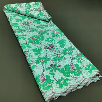 Роскошная африканская кружевная ткань 2023, новейшая зеленая индийская ткань сари, высококачественный тюль, кружевная ткань с 3D блестками, материал для свадебного платья.