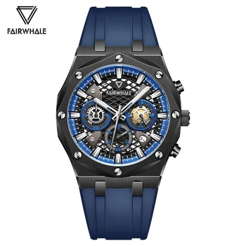 Роскошные кварцевые часы для мужчин известных модных брендов Mark Fairwhale Спортивный силиконовый ремешок Водонепроницаемые наручные часы с автоматической датой