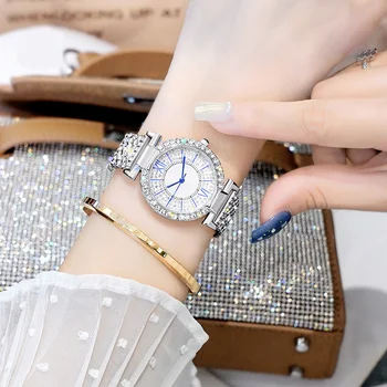 Роскошные часы для женщин, женские часы-браслет со стразами, Элегантные женские наручные часы в платье, кварцевые часы в подарок Relógio Feminino