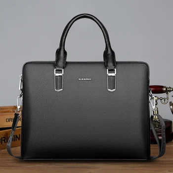 Роскошный мужской портфель из натуральной кожи на молнии, сумка-мессенджер для руководителя, ручная сумка для делового мужчины, портативный компьютер