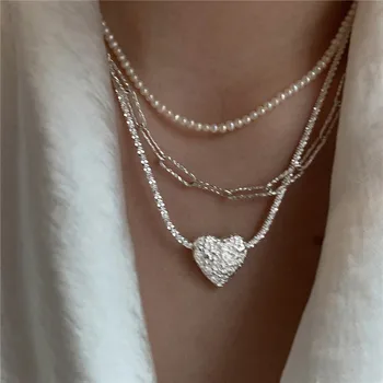 Сверкающая цепочка, подвески с подвесками в виде влюбленного сердца для женщин, ювелирный подарок для эстетической вечеринки Y2K dz026