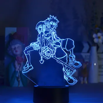 Светильник с 3D игровым персонажем Kingdom Hearts Sora Keyblade, Освещение детской спальни, Светодиодная лампа, сенсорный датчик, ночник 16 цветов