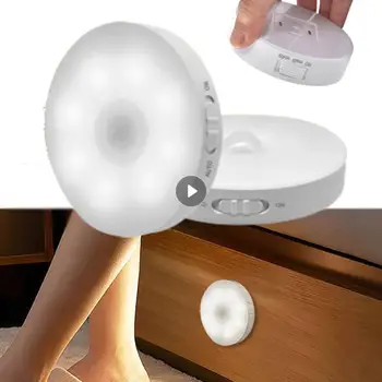 Светодиодный ночник с датчиком движения, перезаряжаемый через USB, Ночник для спальни, Кухонный шкаф, Лампа для гардероба, Лестница, Беспроводной светильник для шкафа