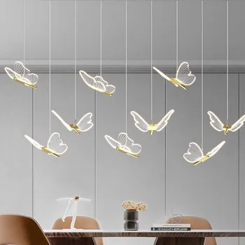 Светодиодный подвесной светильник, креативные подвесные светильники-бабочки для потолка, декор кухни, спальни, гостиной, Современная люстра