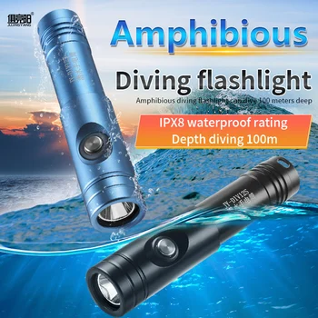 Светодиодный фонарик из алюминиевого сплава с сильным светом IPX8, водонепроницаемое наружное освещение 18650