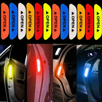 Светоотражающие предупреждающие наклейки на двери автомобиля, наклейки безопасности автомобиля, светоотражающие ленты для кузова автомобиля, автомобильные запчасти, интерьер и экстерьер 4ШТ