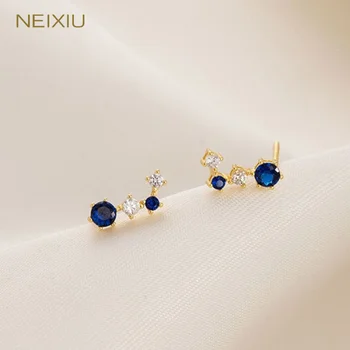 Серьги Neixiu из стерлингового серебра 925 пробы с синим цирконом Для женщин, Модные Изысканные Украшения для ушей в корейском стиле, Подарки Оптом