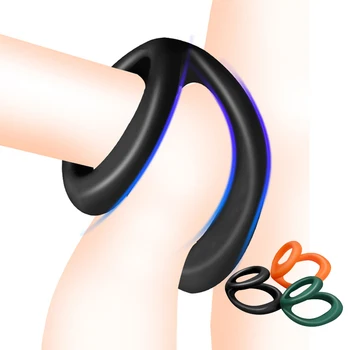 Силиконовое двойное кольцо для пениса, петли для яичек, массаж, задержка эякуляции, БДСМ-кольца для члена, растяжитель мяча, секс-игрушка для мужской мастурбации