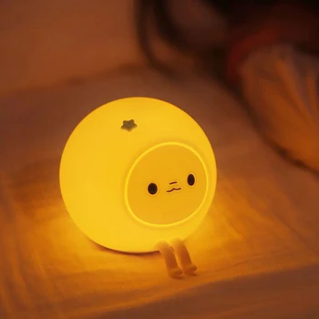 Симпатичный ночник, Силиконовый Оранжевый ночник, USB-аккумуляторная Прикроватная лампа с регулируемой яркостью, Прикроватная лампа для детей, подарки для девочек и мальчиков