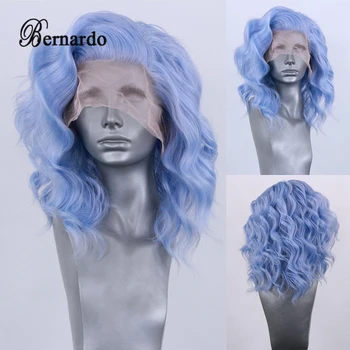 Синтетический парик на кружеве Bernardo Короткие парики для чернокожих женщин Термостойкие волосы Короткие Волнистые парики в стиле Copaly Frontal