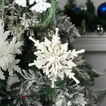 Снежинки Украшения Пластиковые блестящие снежинки для зимы в помещении на открытом воздухе Рождественская елка Украшения для окон комнат Ремесленные снежинки
