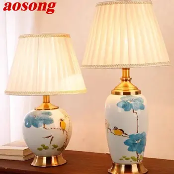Современная Керамическая Настольная лампа AOSONG LED Китайская Простая Креативная Прикроватная Тумбочка для домашнего декора Гостиной Спальни