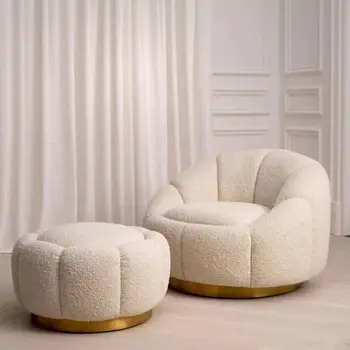 Современная Простая Скандинавская гостиная, Шерстяной круг, Ленивое Тыквенное кресло, Роскошный Одноместный диван, Вращающееся кресло для отдыха