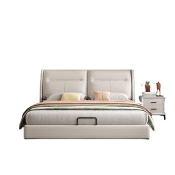 Современная роскошная мебель для спальни, кровать для костюма, Белая кожаная кровать, мебель для дома, Спальный гарнитур стандартного размера