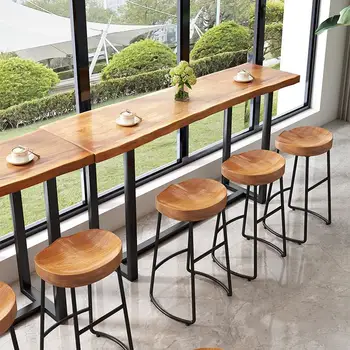 Современные минималистичные барные стулья, бытовые барные стулья из массива дерева, кофейни на стойке регистрации и рестораны отдыха, железные стульчики для кормления