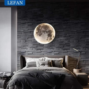 Современный минималистичный настенный светильник moon креативная фреска на фоне гостиной, настенный светильник, художественная прикроватная тумбочка, настенный светильник
