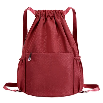 Спортивный рюкзак на шнурке Водонепроницаемый рюкзак для колледжа Легкий складной с несколькими карманами для пеших прогулок, кемпинга