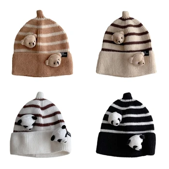 Стильная детская шапочка для малышей Осенне-зимняя шапочка Детская вязаная шапка в полоску