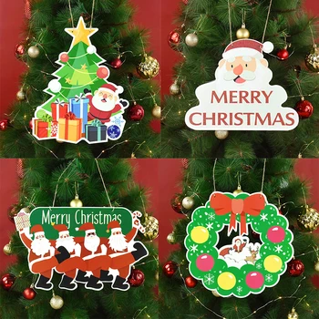Счастливого Рождества Санта Клаус Дверная Вывеска Подвесные Украшения Магазин Дома Рождественское Окно Подвесные Вывески Новый Год Ноэль Навидад Декор