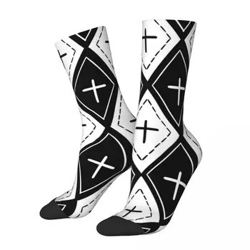 Счастливые мужские носки с рисунком распятия в винтажном уличном стиле, бесшовные носки для экипажа, подарочный рисунок с принтом