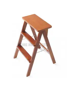 Табурет из массива дерева, бытовой складной табурет, кухонная высокая скамейка, складной табурет, трехступенчатая лестница для подъема, барный стул