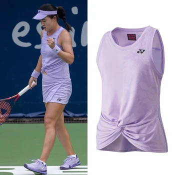 Теннисная спортивная футболка жилет поло соответствует одежде Yonex быстросохнущая майка для бадминтона с коротким рукавом женская
