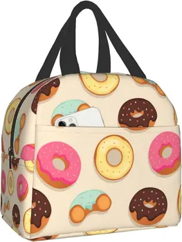 Термосумка для ланча Funny Donuts для женщин и девочек, контейнеры-охладители для ланча для взрослых, переносная сумка для работы, школы
