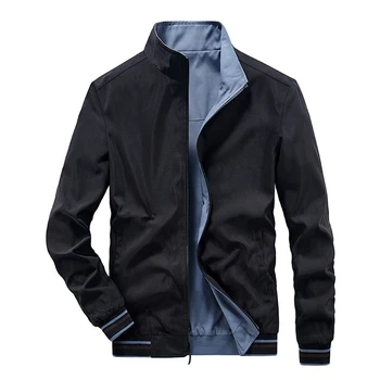 Тонкие Мужские куртки, верхняя одежда с двойными боковыми карманами на молнии, куртки, топы, пальто, Черный, синий, размер 4XL