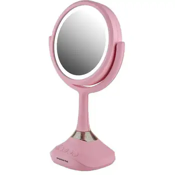Туалетное зеркало с подсветкой, Столешница, Вращающееся на 360 Градусов, 6-дюймовый Двусторонний Круговой светодиод, 1X 5-кратная Лупа со Звуком MP3, встроенный беспроводной