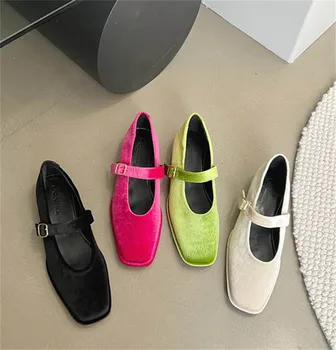 Туфли-лодочки с ремешком и пряжкой, Однотонные Босоножки на квадратном низком каблуке, летний Модный дизайн 2023, Женская обувь, Повседневная Женская обувь