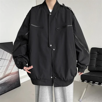 Уличная одежда Для мужчин, черные куртки и пальто, мужская ветровка в стиле хип-хоп харадзюку, пальто, мужская одежда