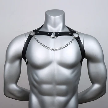 Фетиш-мужская Сексуальная грудь, Кожаные ремни безопасности, Регулируемые Ремни для БДСМ, Бондаж для тела, рейв-гей Одежда для взрослых, Сексуальная