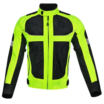 Флуоресцентно-зеленая мотоциклетная куртка Летняя сетчатая дышащая Зимняя теплая гоночная одежда для езды на мотоцикле Светоотражающая предупреждающая одежда