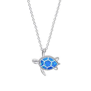 Хит продаж серебра 925 пробы в Европе и Америке, новое женское ожерелье color illusion Aobao, элегантная синяя черепаха, красивое ожерелье