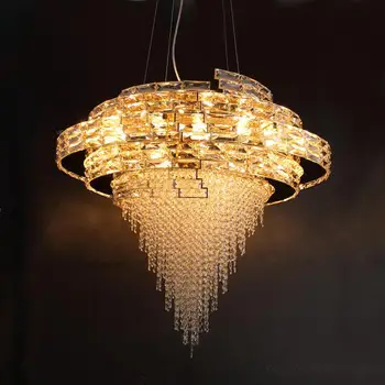 Художественно Оформленная Золотая хрустальная люстра для гостиной Современная роскошная светодиодная люстра Cristal Lustre для столовой домашнего декора спальни Подвесной светильник