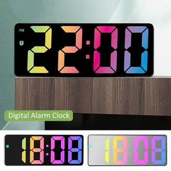 Цифровой будильник, красочные светодиодные электронные часы, умные настольные часы с USB / батарейным питанием, 12/24 часа, Дисплей 3, Регулируемая яркость 5