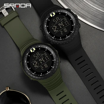 Цифровые часы бренда SANDA Мужские спортивные часы Электронные светодиодные мужские наручные часы для мужчин Водонепроницаемые наручные часы Наружные часы