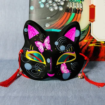 Черная маска для косплея Кошки в полный рост Декоративная маска для макияжа в японском стиле Пластиковая Маска животного Костюмы Реквизит Аксессуары