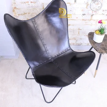 черный стул с бабочкой, винтажный кожаный чехол с бабочкой, кожаный чехол с черной складной подставкой, стул для гостиной