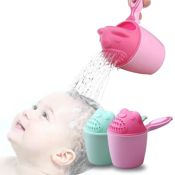Шапочка для душа с милым медведем, шапочка для шампуня для малышей, ведерко для детской ванны, ложечка для детской ванны, чашка для шампуня, инструмент для детской ванны