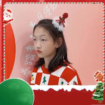 Шапочка Красная Заколка Санта Клаус Корейские Аксессуары для волос Рождественский костюм Нарядная Рождественская шляпка Шпилька Детская Заколка для волос